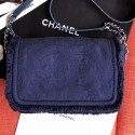 Knockoff Best Chanel Fringe Trim Fabric CC Flap Bag Blue 2019 Collection AQ00949