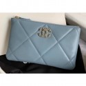 Knockoff Chanel 19 Lambskin Small Pouch Bag AP1059 Cyan 2020 AQ00916