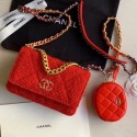 Knockoff Chanel 19 Tweed Wallet on Chain WOC and Coin Purse AP0985 Red 2019 Collection AQ00569