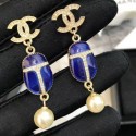 Knockoff Chanel Beetle Pearl Earrings Blue 2019 Collection AQ03131