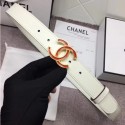 Knockoff Chanel Calf Leather Belt with Red Buckle 30mm Width White 2018 Belt AQ00798