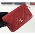 Knockoff Chanel Caviar Leather Classic Zipped Card Holder A69271 Red AQ00816