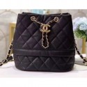 Knockoff Chanel Caviar Leather Quilted Rolled Up Drawstring Bucket Bag Black AQ02711