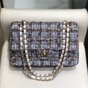 Knockoff Chanel Check Tweed Medium Flap Bag A01112 Light Gray 2019 Collection AQ01356