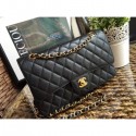 Knockoff Chanel Classic Flap Medium Bag 1112 black in caviar Leather with gold Hardware AQ01854