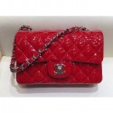 Knockoff Chanel Classic Flap Small Bag A01116 Red in Patent Leather with Silver Hardware AQ04286