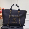 Knockoff Chanel Deauville Grained Calfskin Large Shopping Bag A57067 Black/Gold 2019 Collection AQ02600