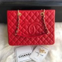 Knockoff Chanel Grained Calfskin Grand Shopping Tote GST Bag Red/Gold Collection AQ03741