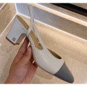 Knockoff Chanel Heel 6.5cm Slingbacks G31318 White/Gray 2020 AQ01228