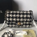 Knockoff Chanel Houndstooth Tweed 19 Mini Flap Bag AS1162 White/Black 2019 Collection AQ01879