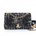 Knockoff Chanel Lurex Tweed Medium Flap Bag Black/White 2019 Collection AQ02174