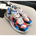 Knockoff Chanel Multicolor Print Fabric & Calfskin Sneaker Blue/Pink 2020 Collection AQ02936