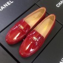 Knockoff Chanel Patent Calfskin Flat Loafers G35110 Red 2020 Collection AQ03286