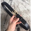 Knockoff Chanel Pearl CC Buckle Belt in Calfskin 30mm Width Black/Gold/White 2018 AQ01101