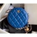 Knockoff Chanel Pearl on Chain Round Clutch with Chain Bag Blue 2020 AQ01205