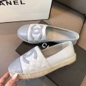 Knockoff Chanel Quilted Calfskin Flat Espadrilles G29762 Light Gray 2020 Collection AQ02544