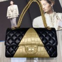 Knockoff Chanel Quilted Lambskin and Crocodile Embossed Calfskin Medium 2.55 Flap Bag A37586 Black 2019 Collection AQ00934