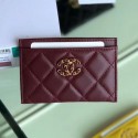 Knockoff Chanel Quilted Lambskin Chain CC Card Holder AP0731 Burgundy 2019 Collection AQ04145