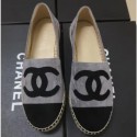 Knockoff Chanel Suede CC Logo Espadrilles Gray/Black 01 AQ03086