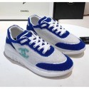 Knockoff Chanel Terry-cloth & Goatskin Classic Sneaker White/Blue 2020 Collection AQ04266