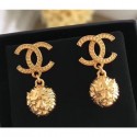 Knockoff Chanel Vintage Short Earrings with Tiger Head Pendant Gold 2018 AQ03339