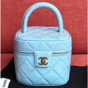 Knockoff Chanel Vintage Vanity Case Bag Patent Sky Blue 2019 AQ03561