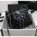 Knockoff Cheap Chanel Aged Calfskin Drawstring Bag With Chain Edge AS1803 Black 2020 Collection AQ04325