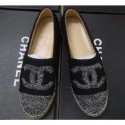 Knockoff Cheap Chanel Tweed CC Logo Espadrilles Gray/Black AQ01408