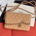 Knockoff High Quality Chanel Quilted Lambskin Tassel Wallet on Chain WOC AP0278 Nude 2019 Collection AQ03117