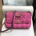 New Chanel 19 Wool Tweed Flap Bag AS1160 Pink 2019 Collection AQ02654