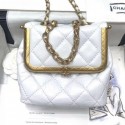 New Chanel Crinkled Calfskin Small Kiss-Lock Bag AS1885 White 2020 Collection AQ01831