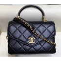 New Chanel Quilted Calfskin Small Flap Bag with Top Handle AS0625 Black 2019 AQ03261