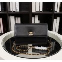 New Cheap Chanel A32258 Black Grain Leather Flap Bag gold AQ03586