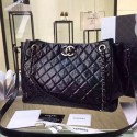 Replica 1:1 Chanel Quilted Waxed Leather Shopping Bag Black 2019 Collection AQ03294
