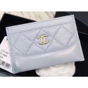 Replica AAA Chanel Chevron Aged Calfskin Gabrielle Card Holder A84386 Baby Blue AQ04251