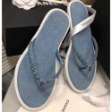 Replica AAA Chanel Denim Chain Thong Sandals Light Blue 2020 AQ01008