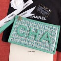 Replica AAA Chanel PVC and Tweed Small Pouch AP0359 Green 2019 Collection AQ01763