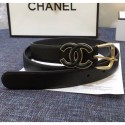 Replica AAA Chanel Width 2cm Smooth Leather Belt with Black CC Buckle Black/Gold 2020 Collection AQ03762