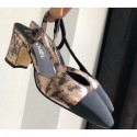 Replica Best Chanel Heel 6.5cm Slingbacks G31318 Laminated Bronze/Grosgrain Black 2019 AQ03554