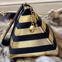 Replica Best Chanel Metallic Lambskin Stripes Pyramid Clutch Bag AS0688 Gold/Black 2019 Collection AQ01219