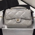 Replica Best Chanel Quilted Lambskin Classic Medium Flap Bag with Top Handle AS1115 Gray 2019 Collection AQ02127