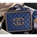 Replica Best Quality Chanel Chain CC Filigree Medium Vanity Case Bag A93343 Navy Blue 2020 AQ03008