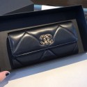 Replica Chanel 19 Goatskin Long Flap Wallet AP0955 Black 2019 Collection AQ01394