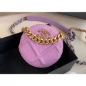 Replica Chanel 19 Jersey Round Clutch with Chain Bag Mauve 2020 AQ04344