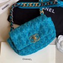 Replica Chanel 19 Tweed Flap Waist Bag/Belt Bag AS1163 Blue 2019 Collection AQ03707