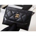 Replica Chanel Aged Calfskin Gabrielle Card Holder A84386 Black AQ02500