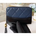 Replica Chanel Aged Calfskin Gabrielle Zipped Coin Purse A84404 Navy Blue AQ02413