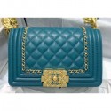 Replica Chanel Boy Flap Small Bag with Chain Trim Turquoise Blue Cruise 2020 AQ00727