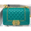 Replica Chanel Boy Flap Small Bag with Chain Trim Turquoise Green Cruise 2020 AQ03813