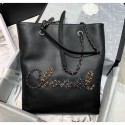 Replica Chanel Calfskin & Chain Logo Shopping Bag Black 2020 Collection AQ01605